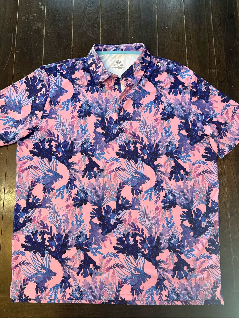 Navy & Pink Coral-Print Men’s Polo Shirt